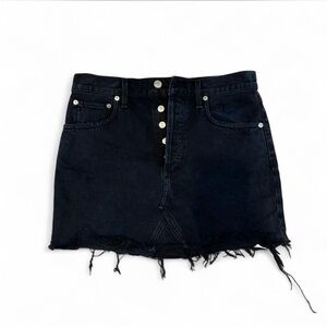 AGOLDE Black Denim Cotton Button Fly Mini Skirt, Size 27